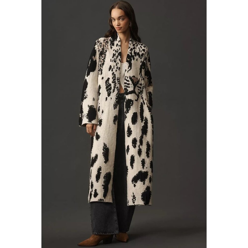 Pilcro Leopard Print Sweater Duster L/XL - Picture 2 of 2